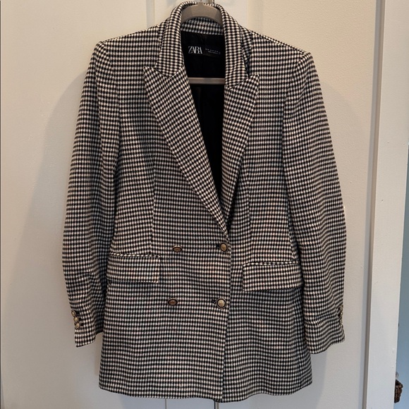 Zara Double Breasted Houndstooth Blazer - Picture 1 of 7